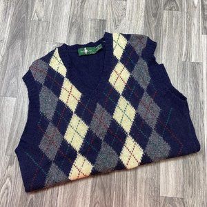 HUNT CLUB V-Neck Pullover Blue Argyle Print Sleeveless Sweater Vest Men's XL